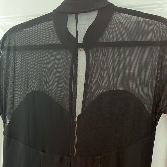 Tower Vintage Jumpsuit Mesh Front and Arm Back Zipper Gold tone Horeshoe Closure - Picture 3 of 12